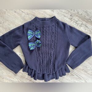 Janie and Jack Navy Ruffle Cable Knit Sweater